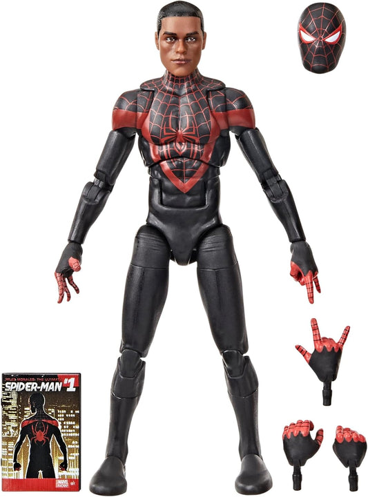 Marvel Legends Series Ultimate Miles Morales, Spider-Man Comics-Inspired Collectible 6-Inch Scale Action Figure with Character-Sized Comic Accessory