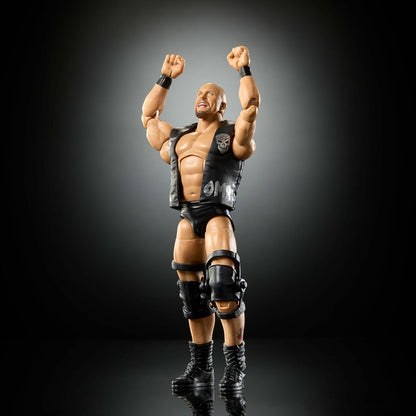 Mattel WWE Elite Action Figure & Accessories, Greatest Hits 2025 Set, 6-inch Collectible “Stone Cold” Steve Austin with 25 Articulation Points & Swappable Hands